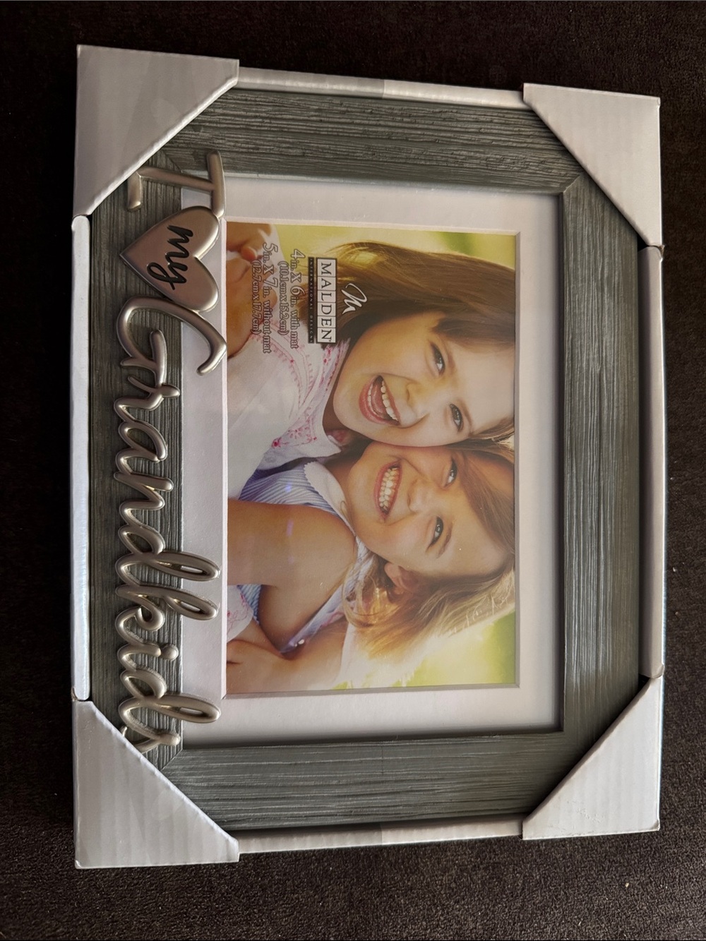 NWT Malden Grandchildren Sentiment Gray and Silver Photo Frame